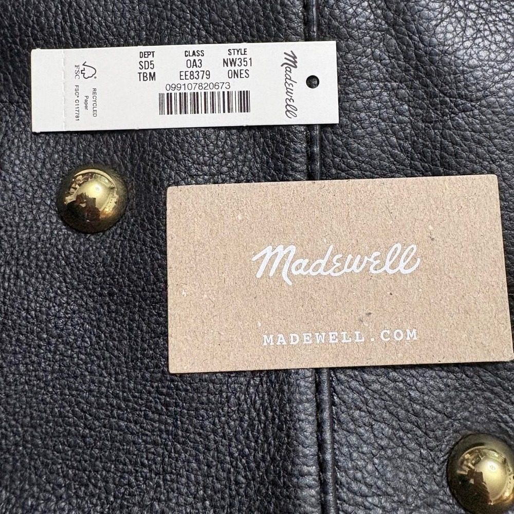 Madewell Women Large Purse Essential Curve Black Leather Studded Shoulder Hobo - Picture 8 of 8